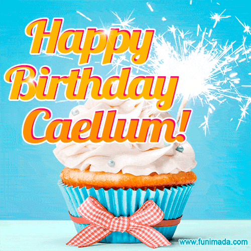 Happy Birthday, Caellum! Elegant cupcake with a sparkler.