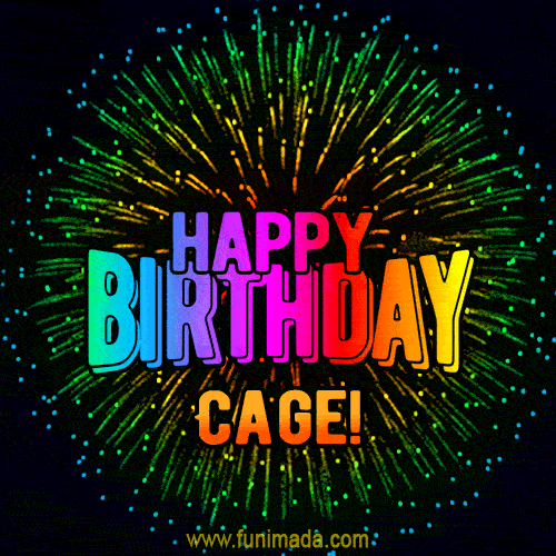 New Bursting with Colors Happy Birthday Cage GIF and Video with Music