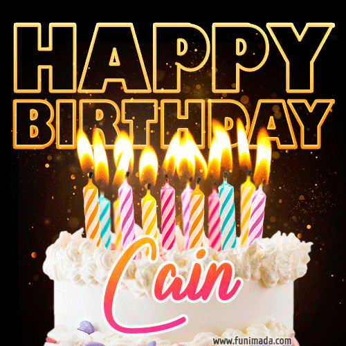 Cain - Animated Happy Birthday Cake GIF for WhatsApp