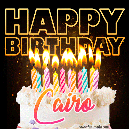 Cairo - Animated Happy Birthday Cake GIF for WhatsApp