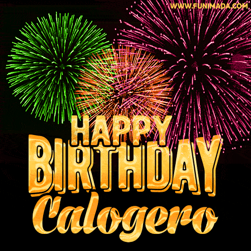 Wishing You A Happy Birthday, Calogero! Best fireworks GIF animated greeting card.