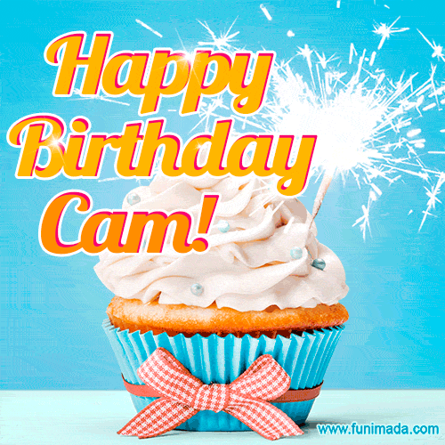 Happy Birthday, Cam! Elegant cupcake with a sparkler.