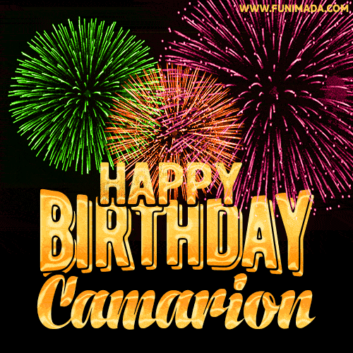 Wishing You A Happy Birthday, Camarion! Best fireworks GIF animated greeting card.