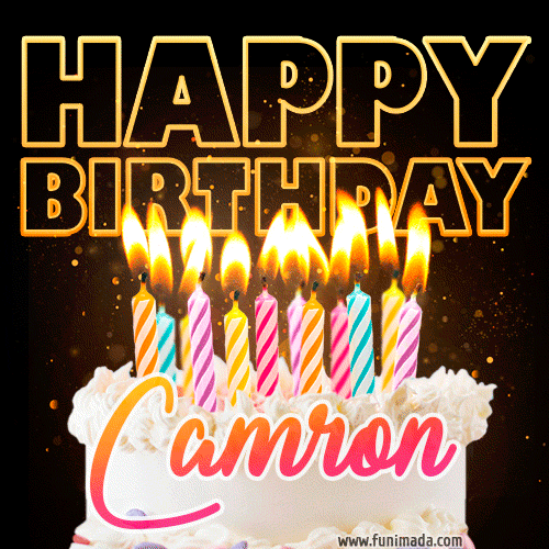Camron - Animated Happy Birthday Cake GIF for WhatsApp