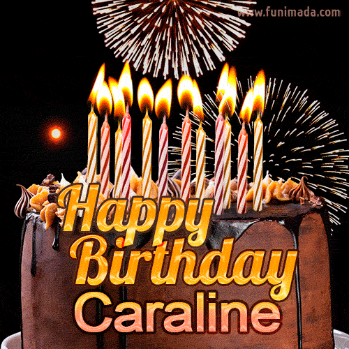 Chocolate Happy Birthday Cake for Caraline (GIF)