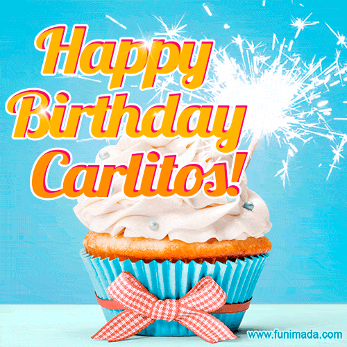 Happy Birthday, Carlitos! Elegant cupcake with a sparkler.