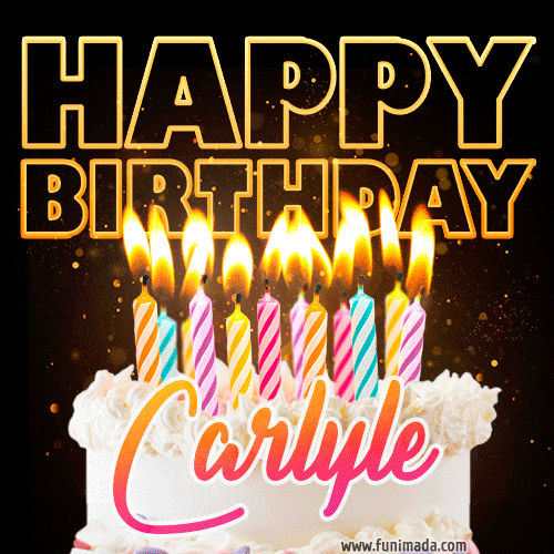 Carlyle - Animated Happy Birthday Cake GIF for WhatsApp