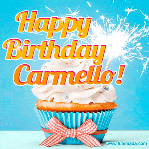 Happy Birthday, Carmello! Elegant cupcake with a sparkler.