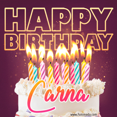 Carna - Animated Happy Birthday Cake GIF Image for WhatsApp