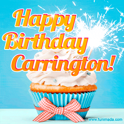 Happy Birthday, Carrington! Elegant cupcake with a sparkler.