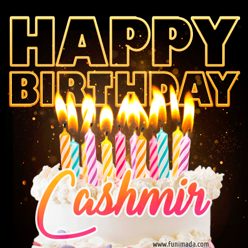 Cashmir - Animated Happy Birthday Cake GIF for WhatsApp