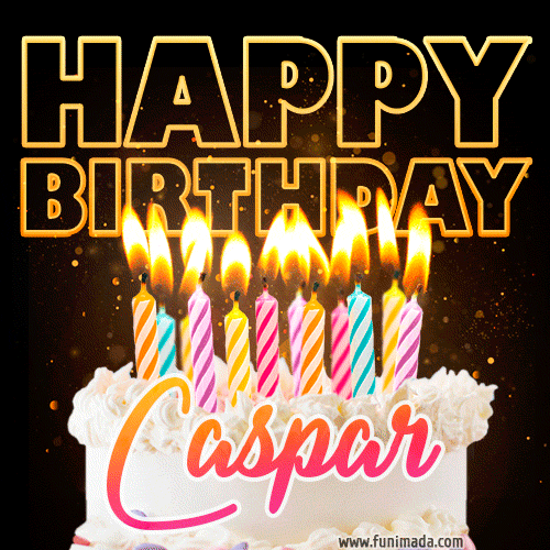 Caspar - Animated Happy Birthday Cake GIF for WhatsApp