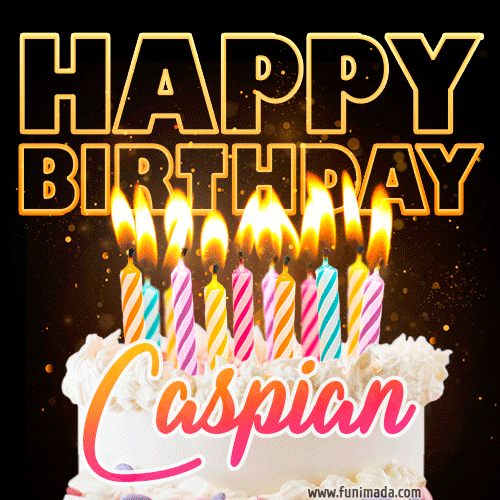 Caspian - Animated Happy Birthday Cake GIF for WhatsApp