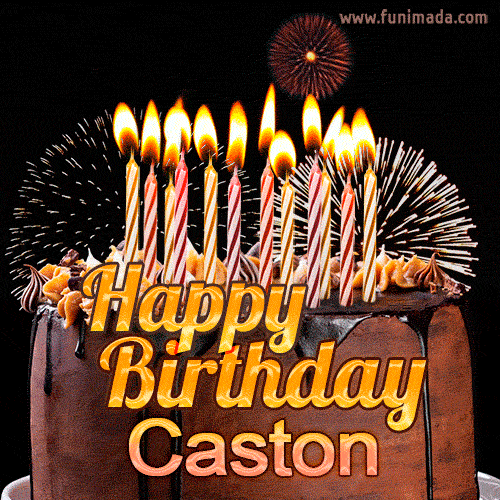 Chocolate Happy Birthday Cake for Caston (GIF)
