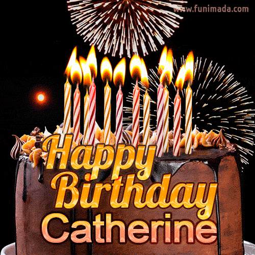 Chocolate Happy Birthday Cake for Catherine (GIF)