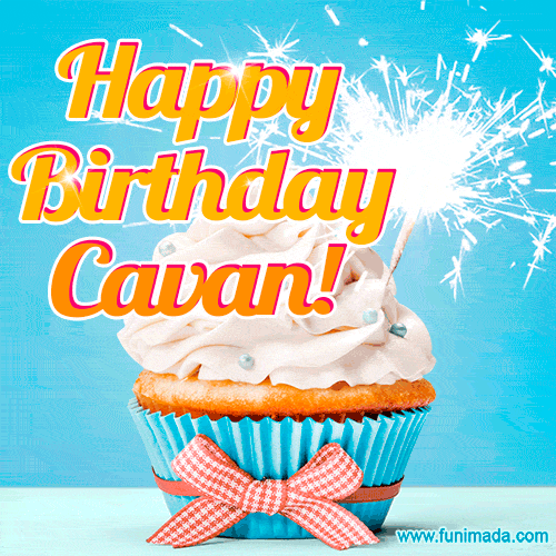 Happy Birthday, Cavan! Elegant cupcake with a sparkler.