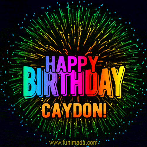 New Bursting with Colors Happy Birthday Caydon GIF and Video with Music