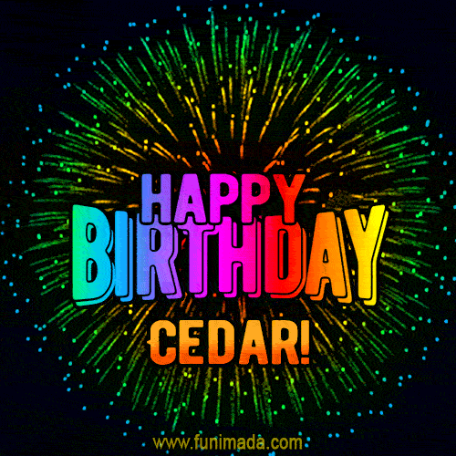 New Bursting with Colors Happy Birthday Cedar GIF and Video with Music