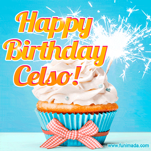 Happy Birthday, Celso! Elegant cupcake with a sparkler.