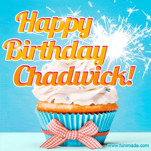 Happy Birthday, Chadwick! Elegant cupcake with a sparkler.