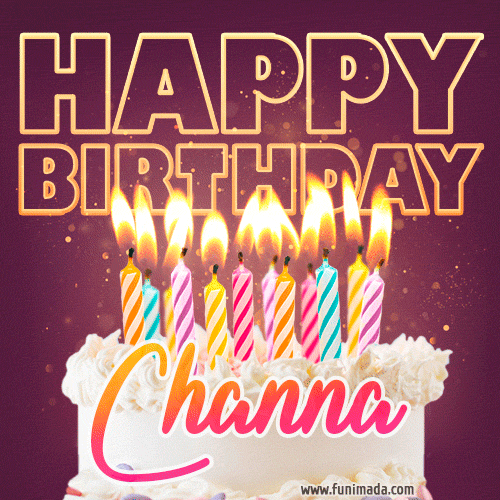 Channa - Animated Happy Birthday Cake GIF Image for WhatsApp