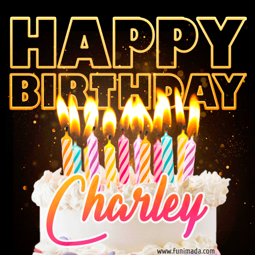 Charley - Animated Happy Birthday Cake GIF for WhatsApp