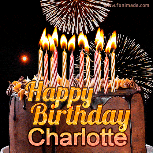 Chocolate Happy Birthday Cake for Charlotte (GIF)