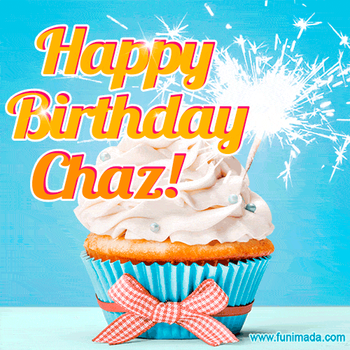 Happy Birthday, Chaz! Elegant cupcake with a sparkler.