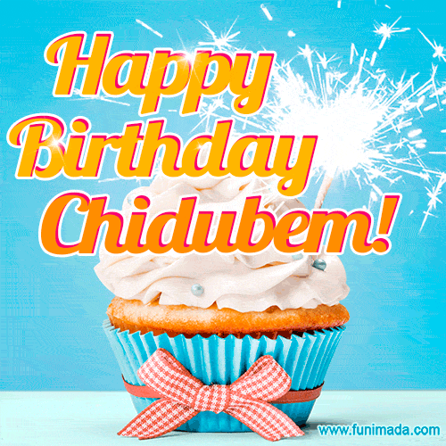 Happy Birthday, Chidubem! Elegant cupcake with a sparkler.