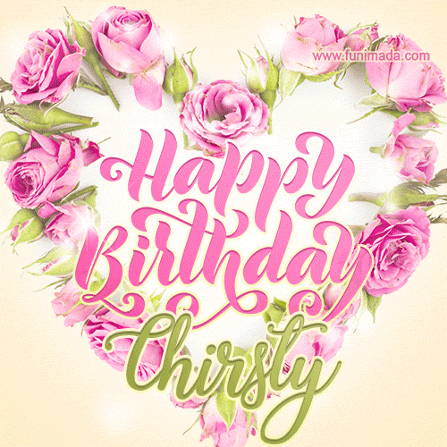 Pink rose heart shaped bouquet - Happy Birthday Card for Chirsty