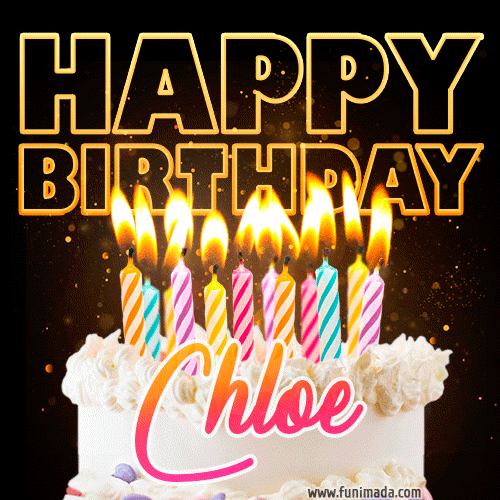 Chloe - Animated Happy Birthday Cake GIF Image for WhatsApp