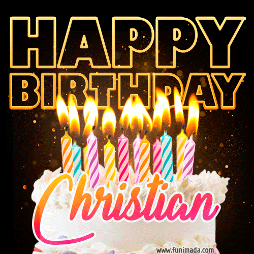Christian - Animated Happy Birthday Cake GIF Image for WhatsApp