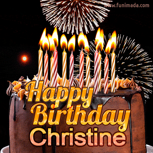 Chocolate Happy Birthday Cake for Christine (GIF)