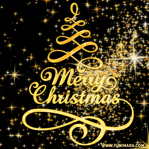 Glittering golden Merry Christmas animated image