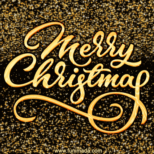 Merry Christmas!  Gold Stardust wave effect GIF.
