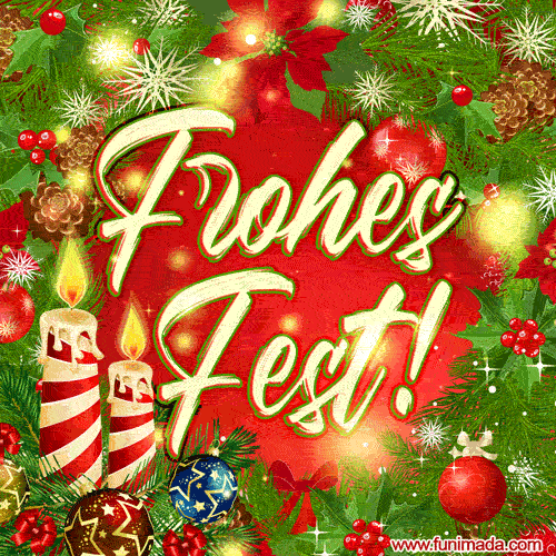 Frohes Fest 2021! Happy holidays animated gif in German.