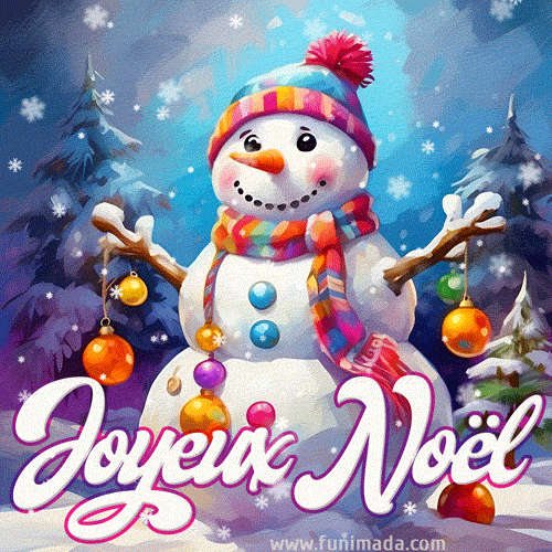 Bonne fête de Noël avec un bonhomme de neige et un sapin