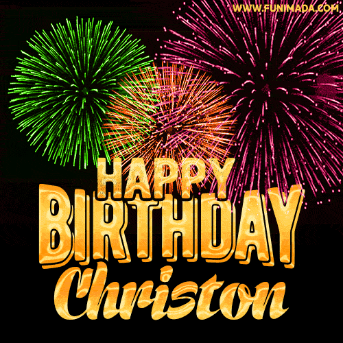 Wishing You A Happy Birthday, Christon! Best fireworks GIF animated greeting card.
