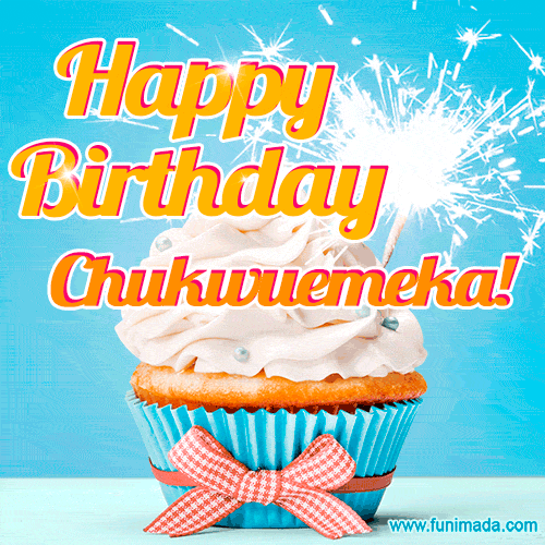 Happy Birthday, Chukwuemeka! Elegant cupcake with a sparkler.