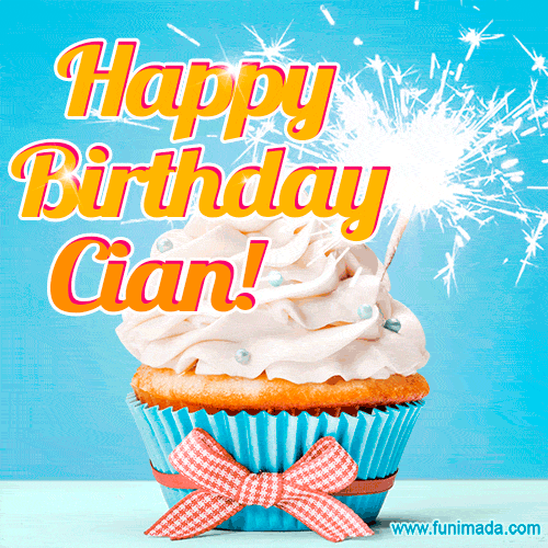 Happy Birthday, Cian! Elegant cupcake with a sparkler.