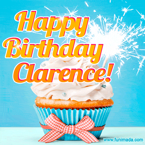 Happy Birthday, Clarence! Elegant cupcake with a sparkler.