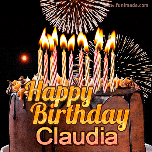 Chocolate Happy Birthday Cake for Claudia (GIF)