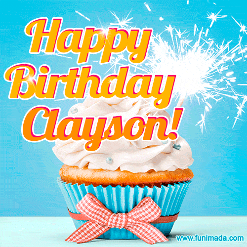 Happy Birthday, Clayson! Elegant cupcake with a sparkler.