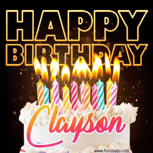Clayson - Animated Happy Birthday Cake GIF for WhatsApp