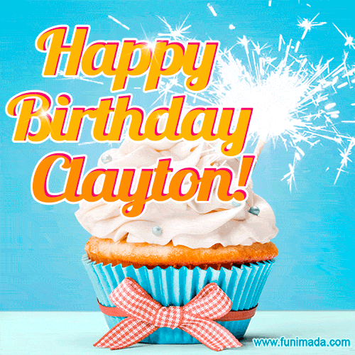 Happy Birthday, Clayton! Elegant cupcake with a sparkler.
