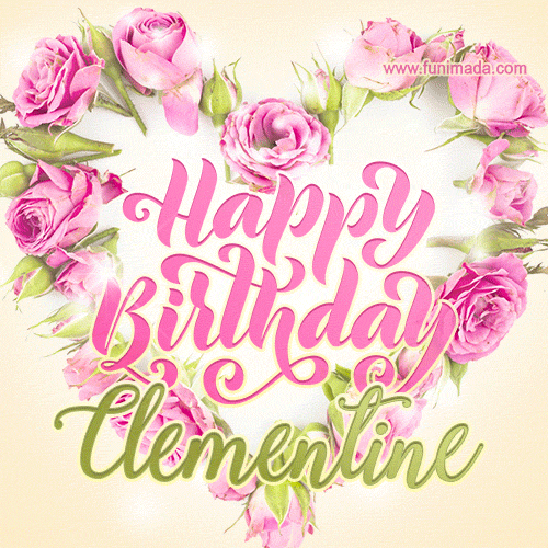 Pink rose heart shaped bouquet - Happy Birthday Card for Clementine