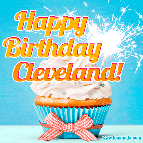 Happy Birthday, Cleveland! Elegant cupcake with a sparkler.