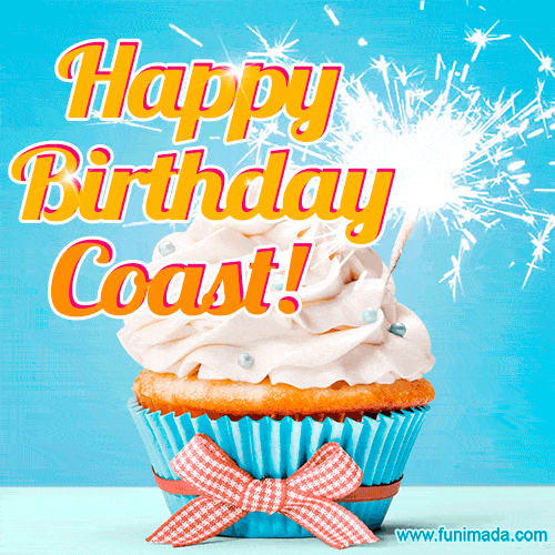 Happy Birthday, Coast! Elegant cupcake with a sparkler.