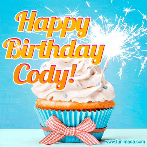 Happy Birthday, Cody! Elegant cupcake with a sparkler.