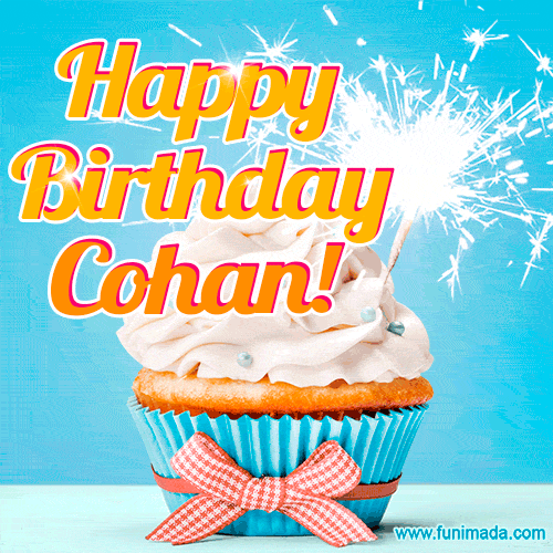 Happy Birthday, Cohan! Elegant cupcake with a sparkler.
